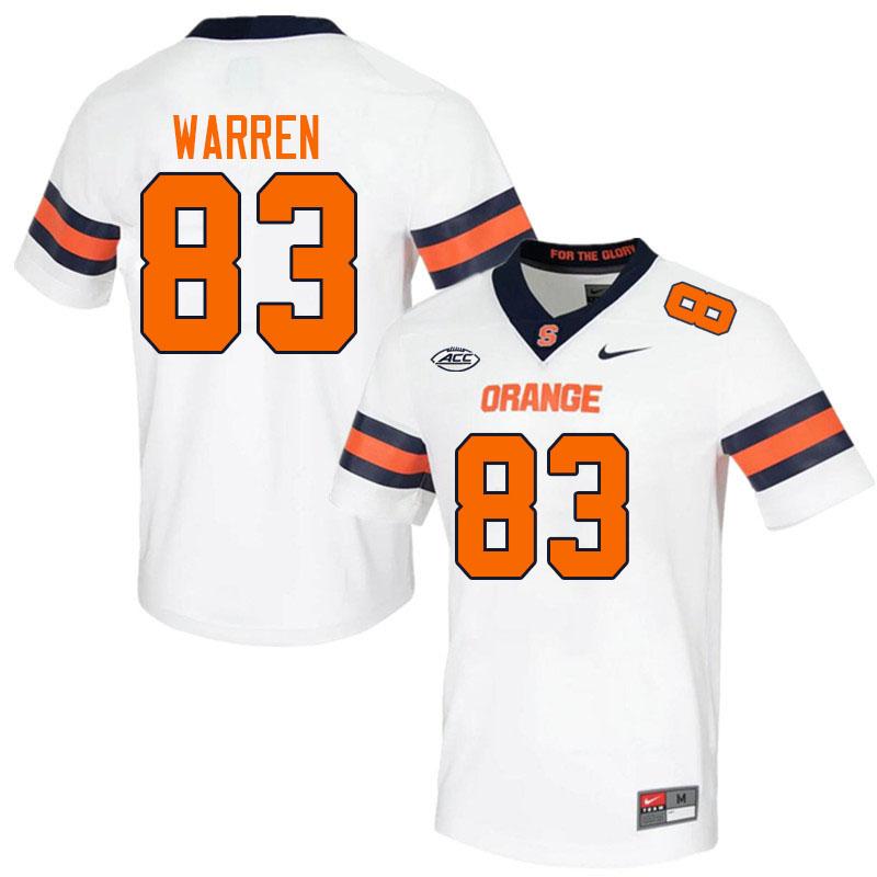 Syracuse Orange #83 Sam Warren College Football Jerseys Stitched-White